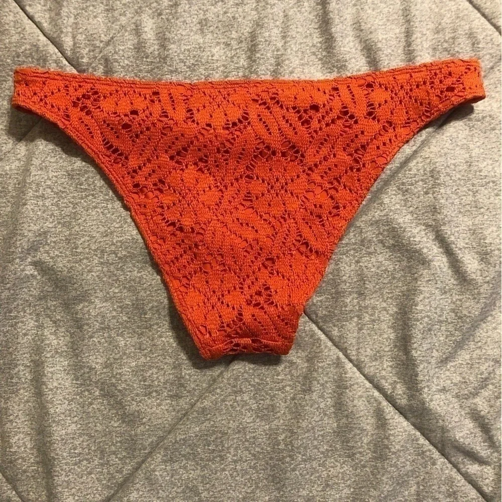 Aerie‎ Cheeky Coquine Orange Floral Lace Bikini Bottom Low Rise Womens M
